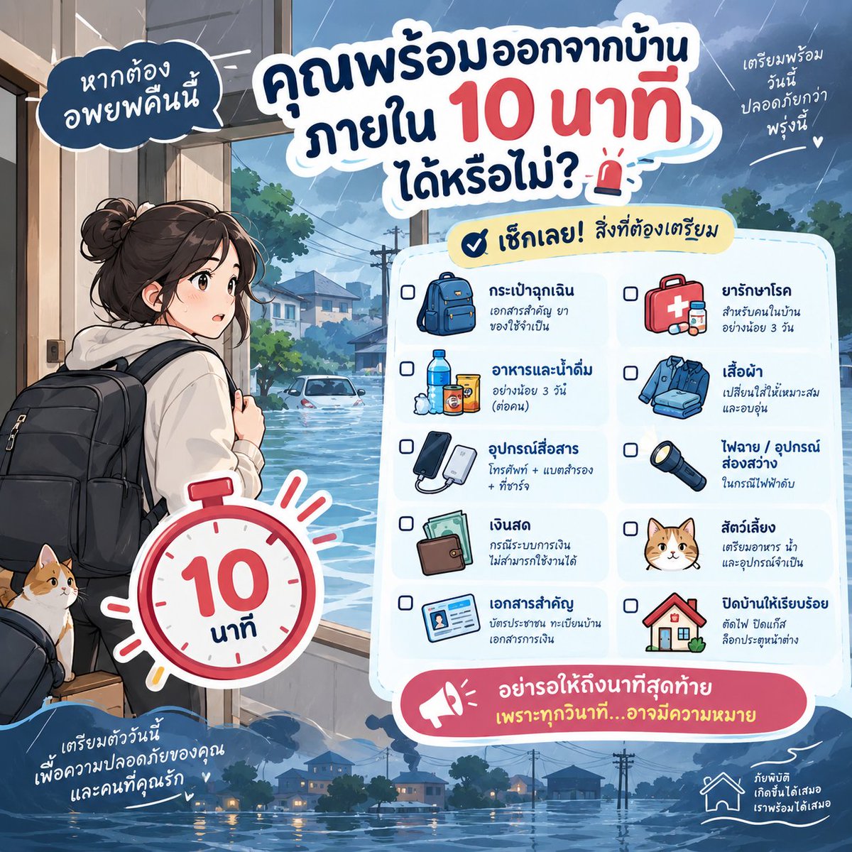 BBA1744's tweet photo. หากต้องอพยพคืนนี้ คุณพร้อมออกจากบ้านภายใน 10 นาทีได้หรือไม่?
#น้ำท่วม #ฝนตก #ฝนตกกนัก #กรุงเทพ #พยากรณ์อากาศ #ชลบุรี #ลาดพร้าว #อยุธยา #บุรีรัมย์ #สุรินทร์ #วิธีเอาตัวรอด #อพยพ #ปกกัน #คนไทยช่วยกัน https://t.co/mYHVDVXnhe