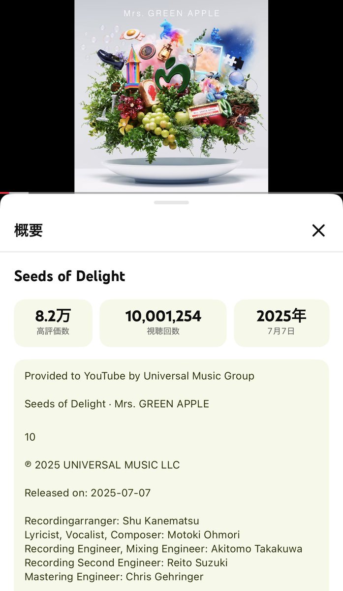 aoringotoon's tweet photo. 『Seeds of Delight』
1,000万回再生✨
おめでとうございます🎉
https://t.co/TJfmTlgMpj
🍏
怖いなら叫べばいい
何も恐れることはないよ
信じれないなら信じなきゃいい
空が晴れるのを待てばいい
#MrsGREENAPPLE
#SeedsofDelight
#慶びの種 https://t.co/0geg7O1c6h