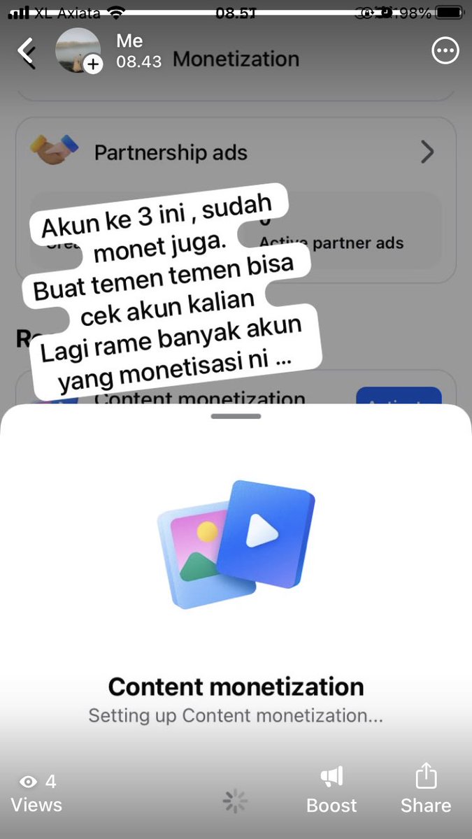 surnimaher's tweet photo. Akun ke 3 ini , sudah monet juga.
Buat temen temen bisa cek akun kalian
Lagi rame banyak akun yang monetisasi ni … https://t.co/StjysEvIEO