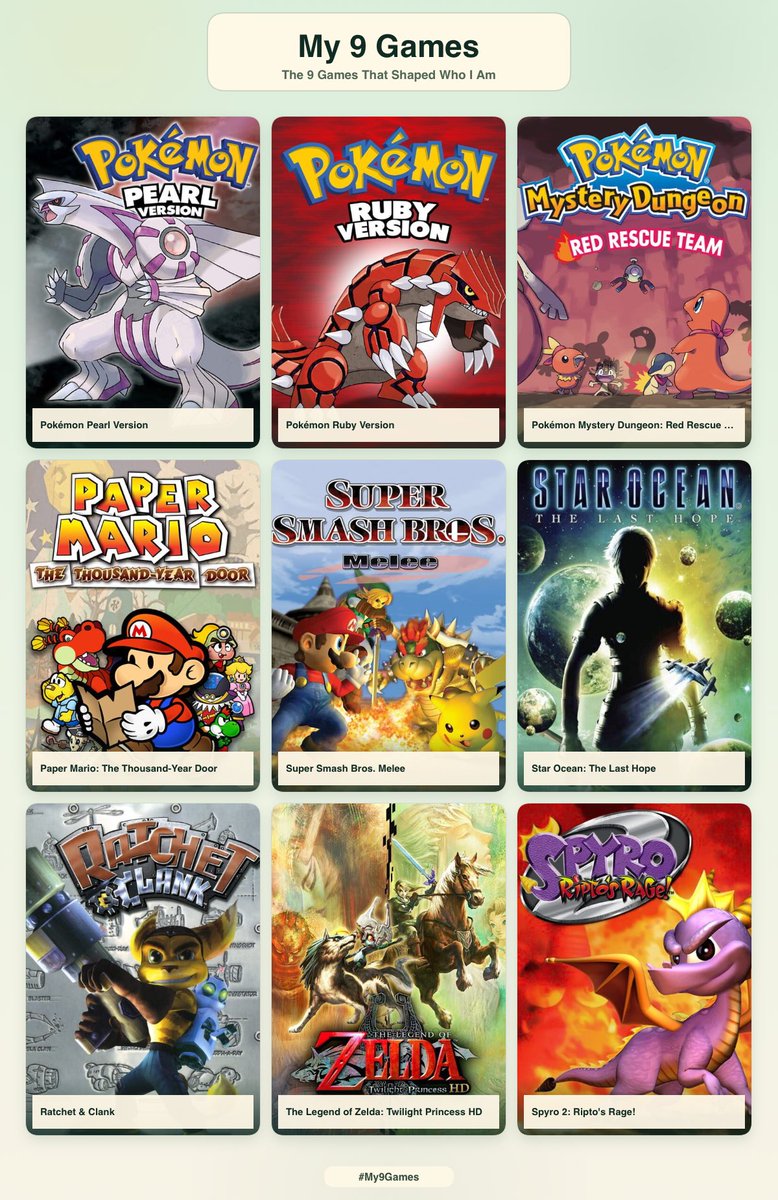 RiptoJr's tweet photo. My 9 games that shaped who I am! https://t.co/I2topepqzc