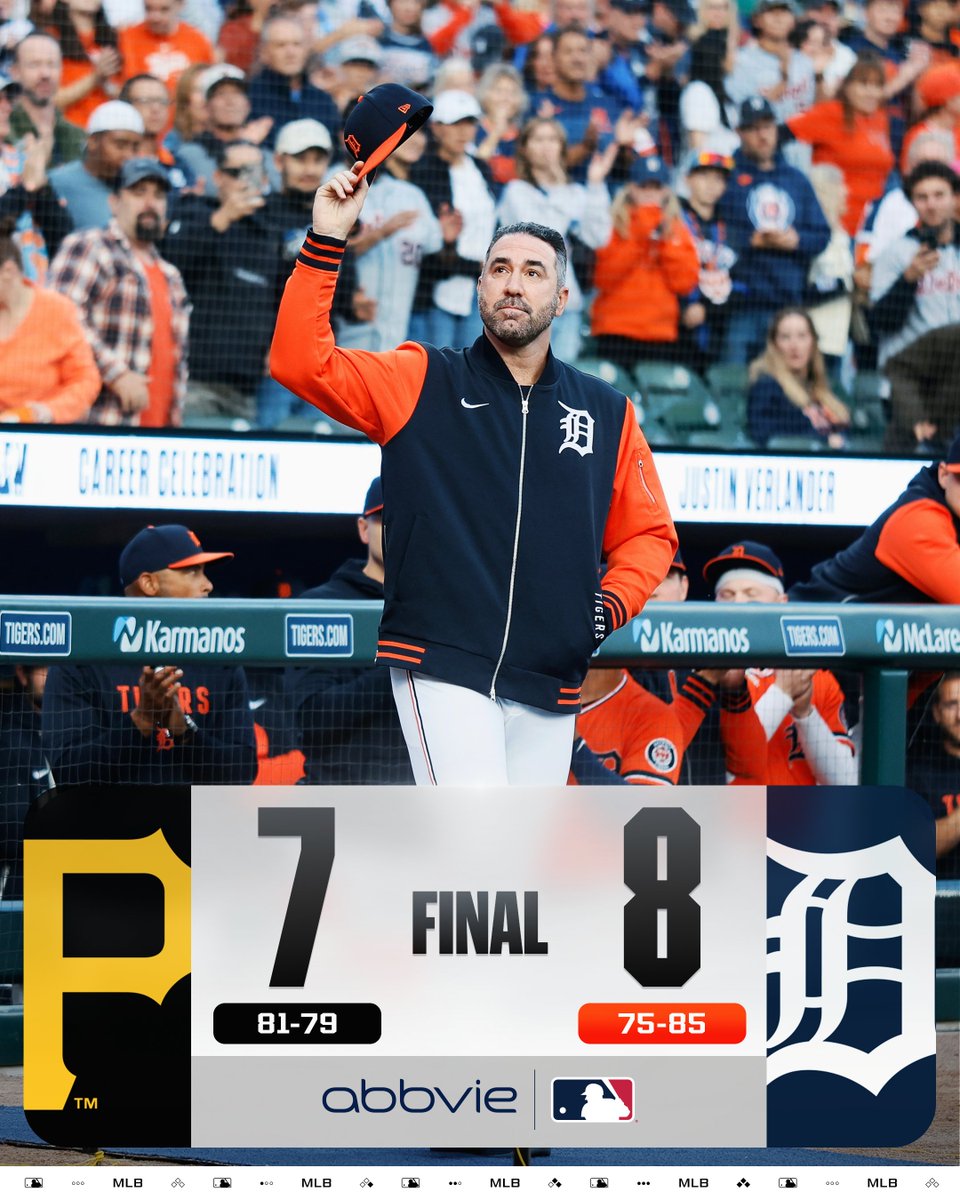 The @​Tigers honor Justin Verlander pregame and beat the Pirates!

(MLB x @​AbbVie) 
 [📷](https://pbs.twimg.com/media/HTG4-gAWMAA_yrA.jpg) https://pbs.twimg.co