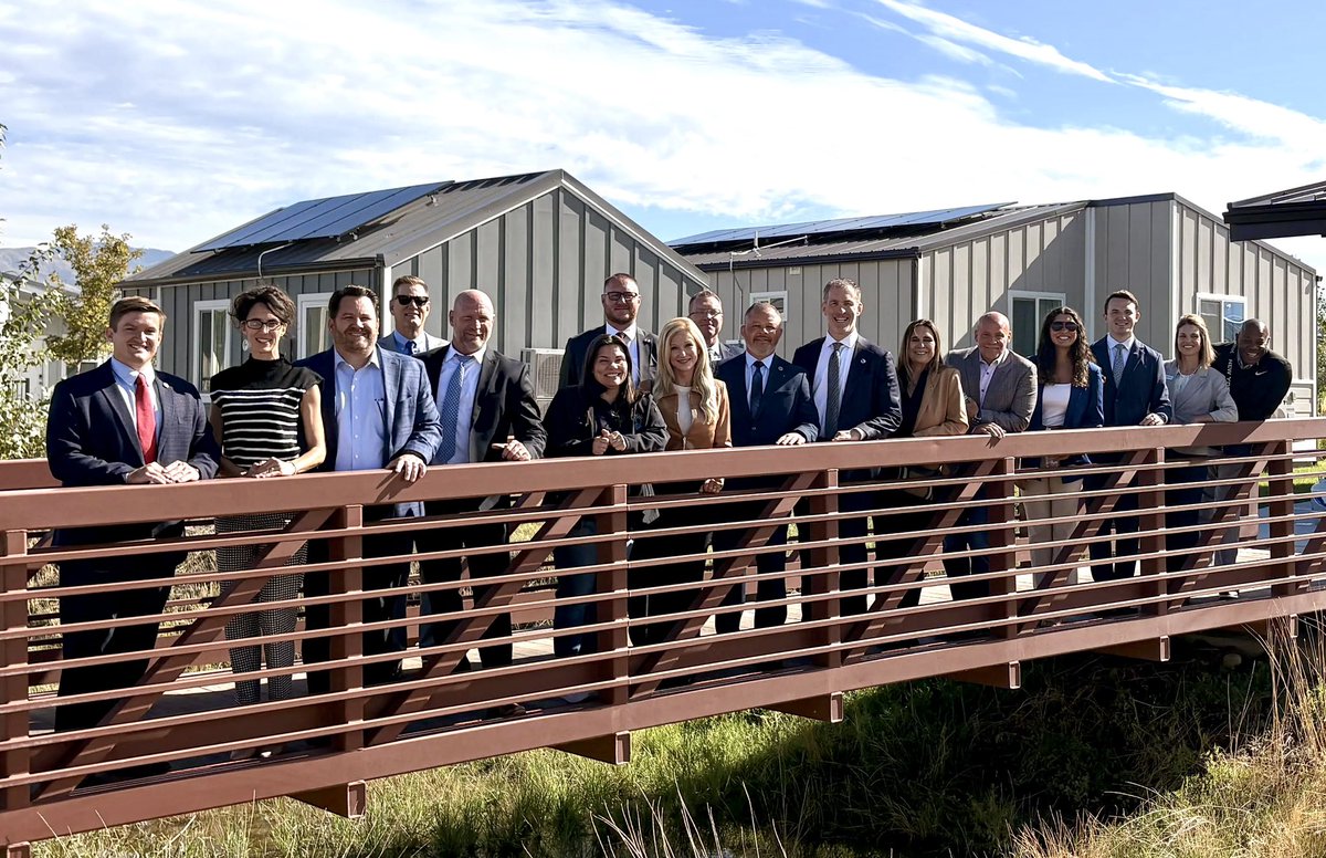 VictoriaDseaman's tweet photo. Regional Director Victoria Seaman tours The Other Side Village with Kathryn Burgum, Monty Burks, Dr. Timothy Westlake and other @HHSGov Associates. It is a master-planned, therapeutic tiny-home community located in the Glendale neighborhood on the west side of Salt Lake City, Utah, designed to help individuals transition out of chronic homelessness through permanent housing and personal accountability. #whitehousegreatamericanrecovery