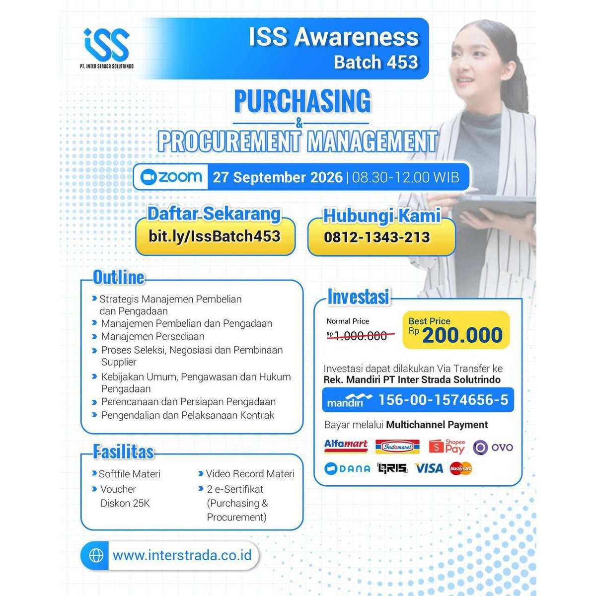 infokupedia's tweet photo. More Info:
08121343213

PT Inter Strada Solutrindo
Best Training and Consulting

Website : https://t.co/YcOKR95wWk
Instagram : @interstrada.id
Linkedln : PT Inter Strada Solutrindo https://t.co/oqSFYj7AZP
