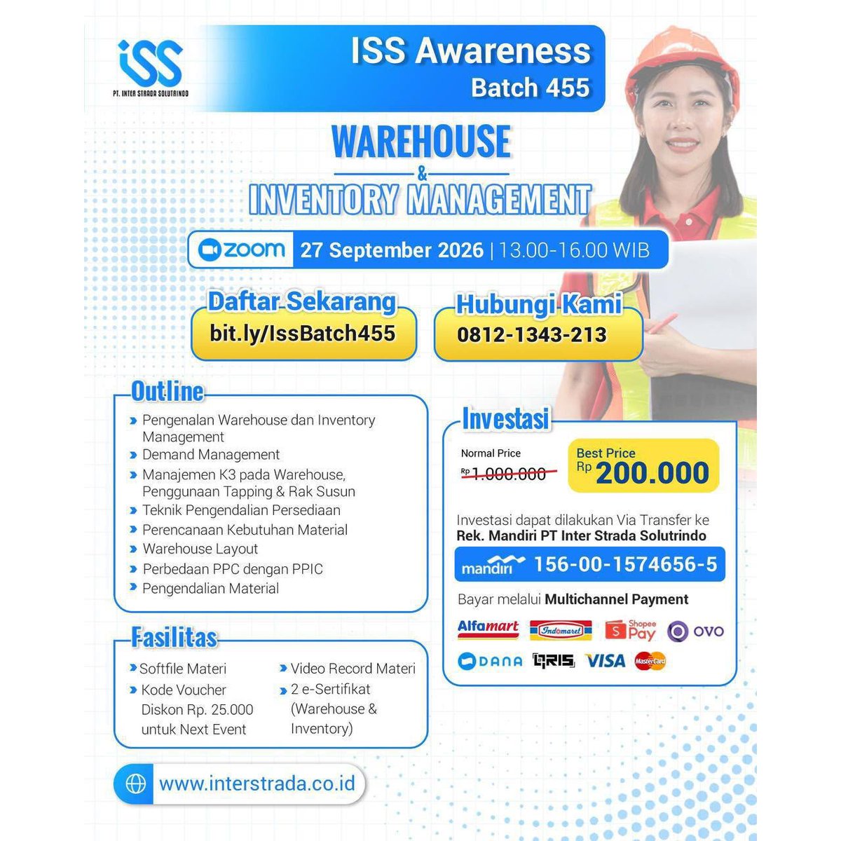 infokampuskuid's tweet photo. More Info:
08121343213

PT Inter Strada Solutrindo
Best Training and Consulting

Website : https://t.co/1HK00A8c25
Instagram : @interstrada.id
Linkedln : PT Inter Strada Solutrindo https://t.co/8AkT86aTOo