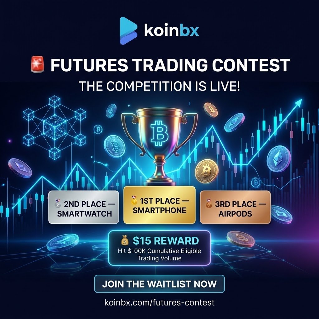 Naruto_Oxe911's tweet photo. THE RACE FOR REWARDS IS ON!

The @KoinBXGlobal  Futures Trading Contest is LIVE! 

Ready to compete, build your volume, and climb the leaderboard? 

🎁 Here's what's waiting for the top 3:

🥇 1st Place — 📱 Smartphone 🥈 2nd Place — ⌚ Smartwatch 🥉 3rd Place — 🎧 AirPods

 Plus, hit $100K cumulative eligible trading volume to unlock a $15 reward!

🎯 Get started: 
✅ Join the waitlist
✅ Get your Futures Pass
✅ Trade and build your volume 
✅ Climb the leaderboard

Don't miss your chance to participate!

👇 Join now:
https://t.co/heKvduLYYv

Follow: @KoinBXGlobal 

Trade smart. Compete hard. Chase the rewards! 

#KoinBX  #TradingContest