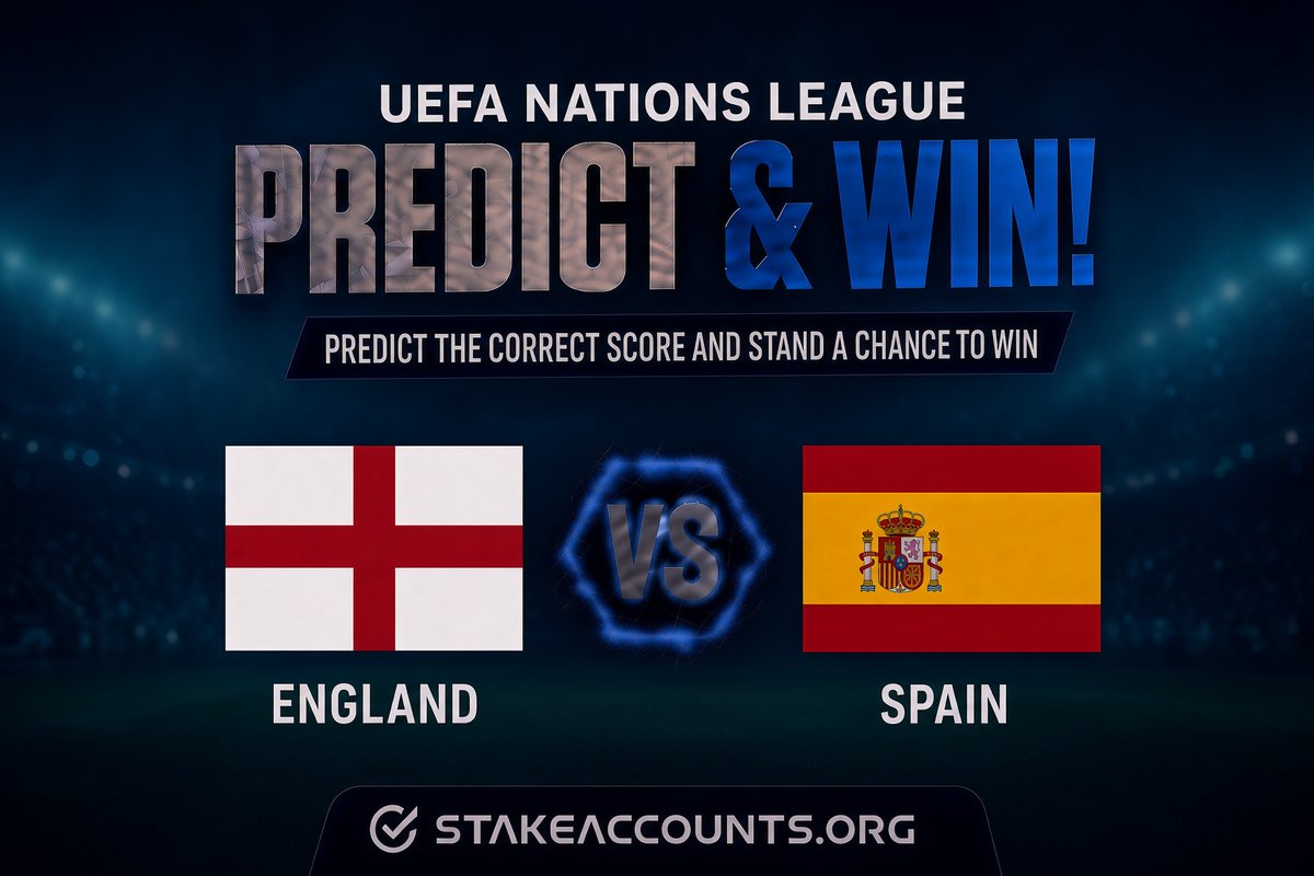 Stakeaccorg's tweet photo. Score prediction ⚽

ENGLAND vs SPAIN 

Two lucky people with correct predictions will get $5 each.

Like and retweet, give your predictions in the comments  🎰⚽ https://t.co/bh4lIbRx7U