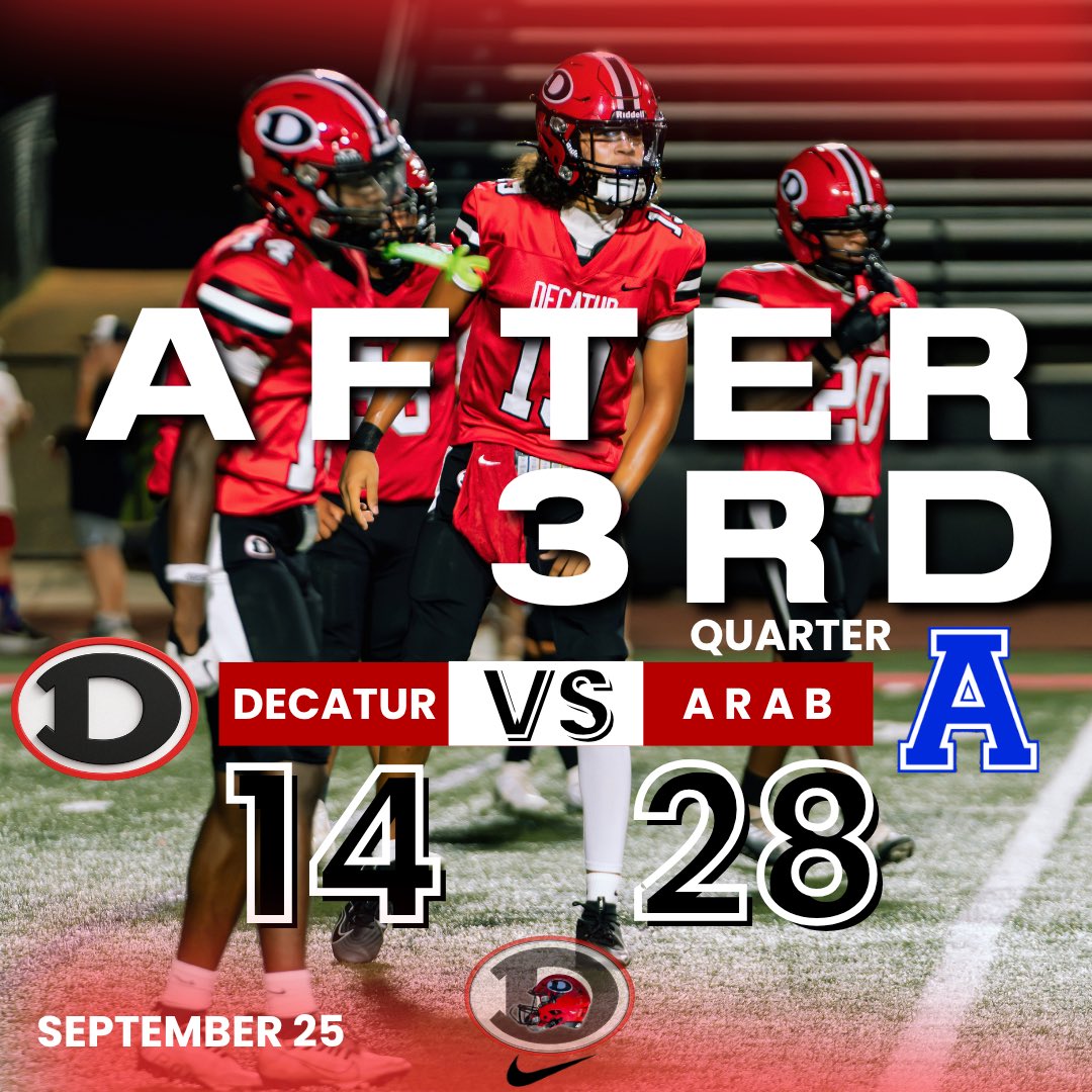 dhsfoot_ball's tweet photo. Decatur is 14 Arab 28 at end of 3rd quarter https://t.co/YXmKOt47Qc