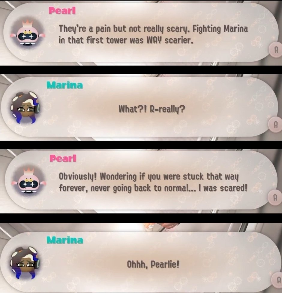 ejdoot's tweet photo. Pearl's love and affection towards Marina is more subtle than Marina's love towards Pearl so I wanted to highlight some of Pearl's absolutely showing her love to Marina moments https://t.co/c006EfMdwU