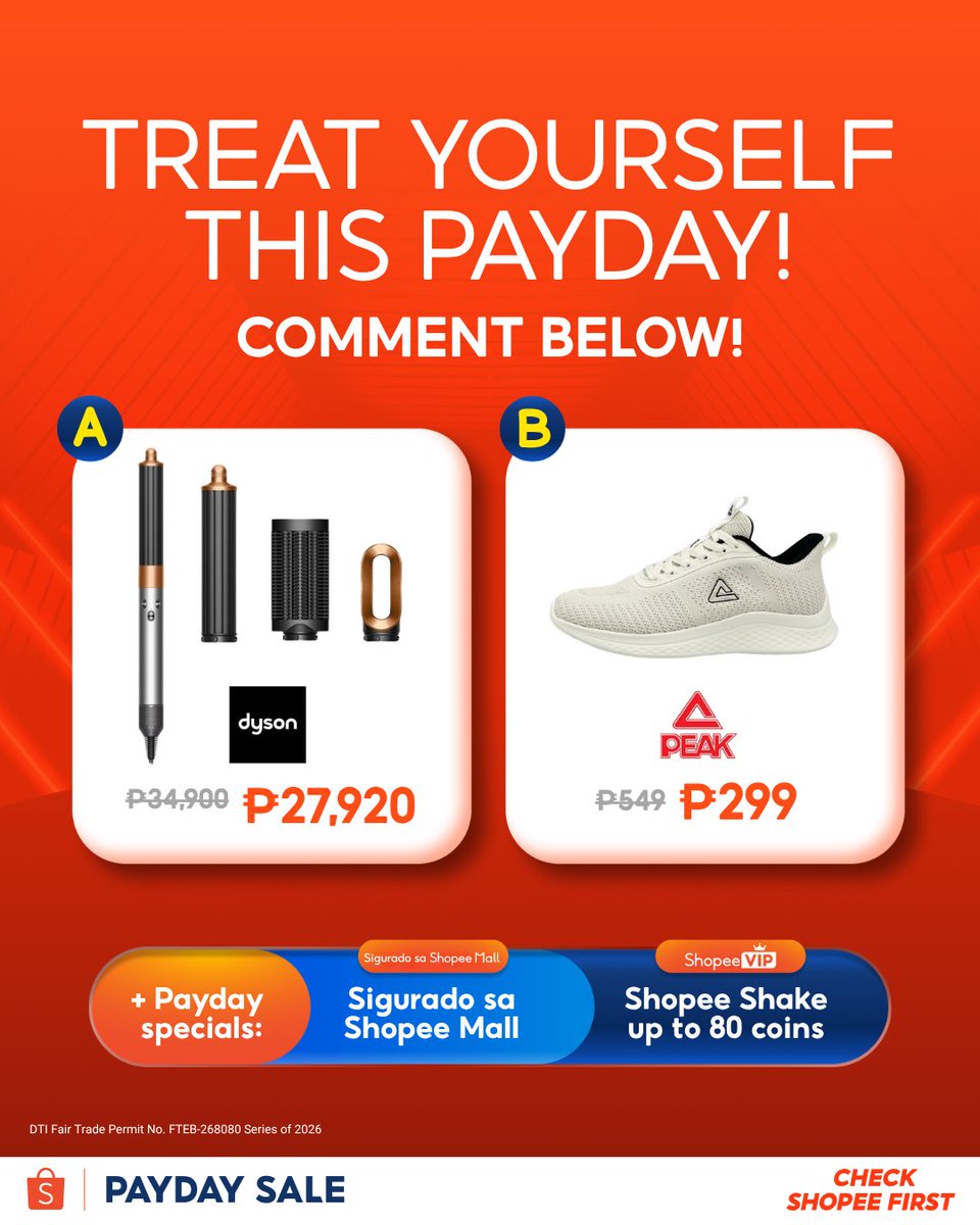 ShopeePH's tweet photo. βYou look happierβ syempre Bestie, dahil may sahod na! Sign niyo na βto to treat yourself this payday! πποΈ
Comment below at i-share ang #ShopeePHPaydaySale checkout mo π
#CheckShopeeFirst and get a chance to win up to 80 coins on Sep 30 when you shake your way with #ShopeeVIP and score authentic items from #SiguradoSaShopeeMall: https://t.co/Ufn2A44klY π
#ShopeePH