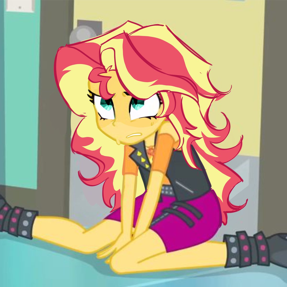 a_hometobefound's tweet photo. sunset shimmer but based off how i draw her :) helloooooo everypony https://t.co/zJXp6ExsEv