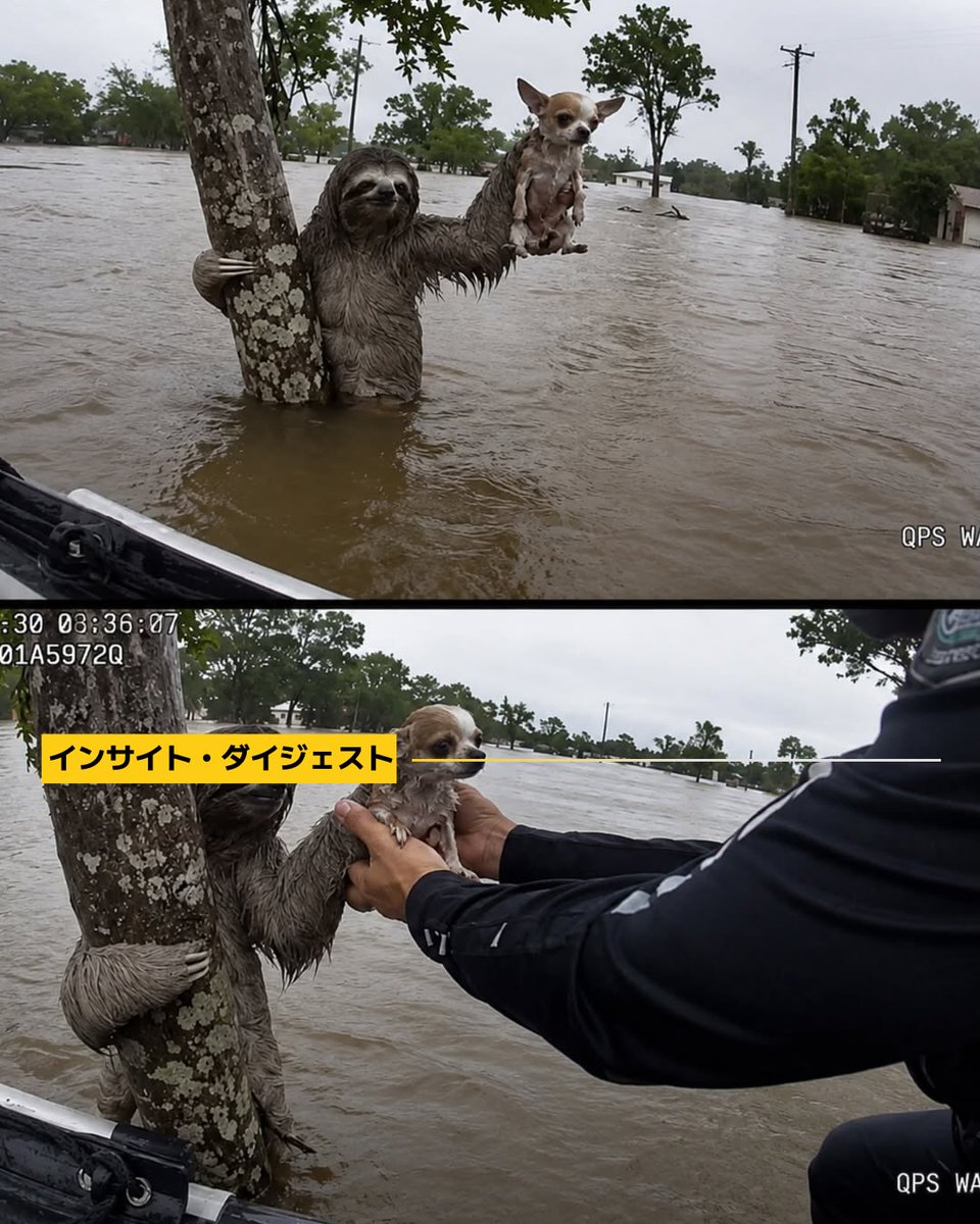 laylamartinezvy's tweet photo. AI-generated fake images, such as viral stories of sloths rescuing dogs, exploit emotions through biologically impossible scenes and fake police badges. These cases highlight the urgent need for fact-checking and media literacy to protect trust and https://t.co/cr9cTUo5k4