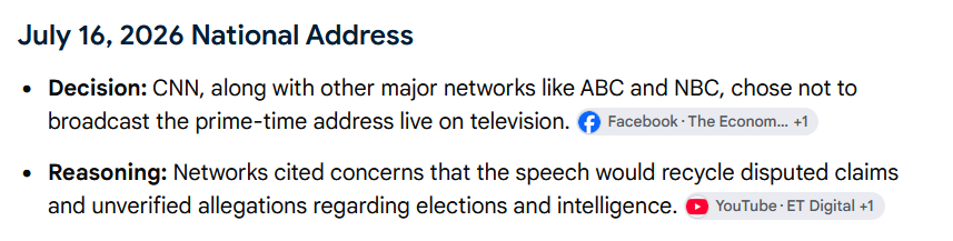 fra2181203's tweet photo. @TVNewsNow If @CNN can pic and chose which @POTUS speeches to air. He should be able to pick the Press he wants to air his speeches. https://t.co/ERuDGbovQE