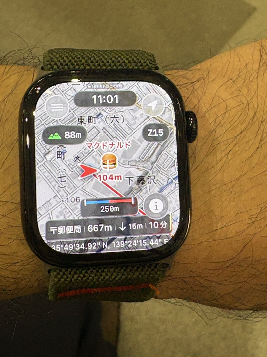 keizi666's tweet photo. Apple Watch版のジオグラフィカが老眼に優しくなったぞ！（まだリリースしてませんが）。ジオグラフィカは作者の老化に従ってアップデートされていきます。そのうち介護の機能が入ります。 https://t.co/rpPt3sRCHB