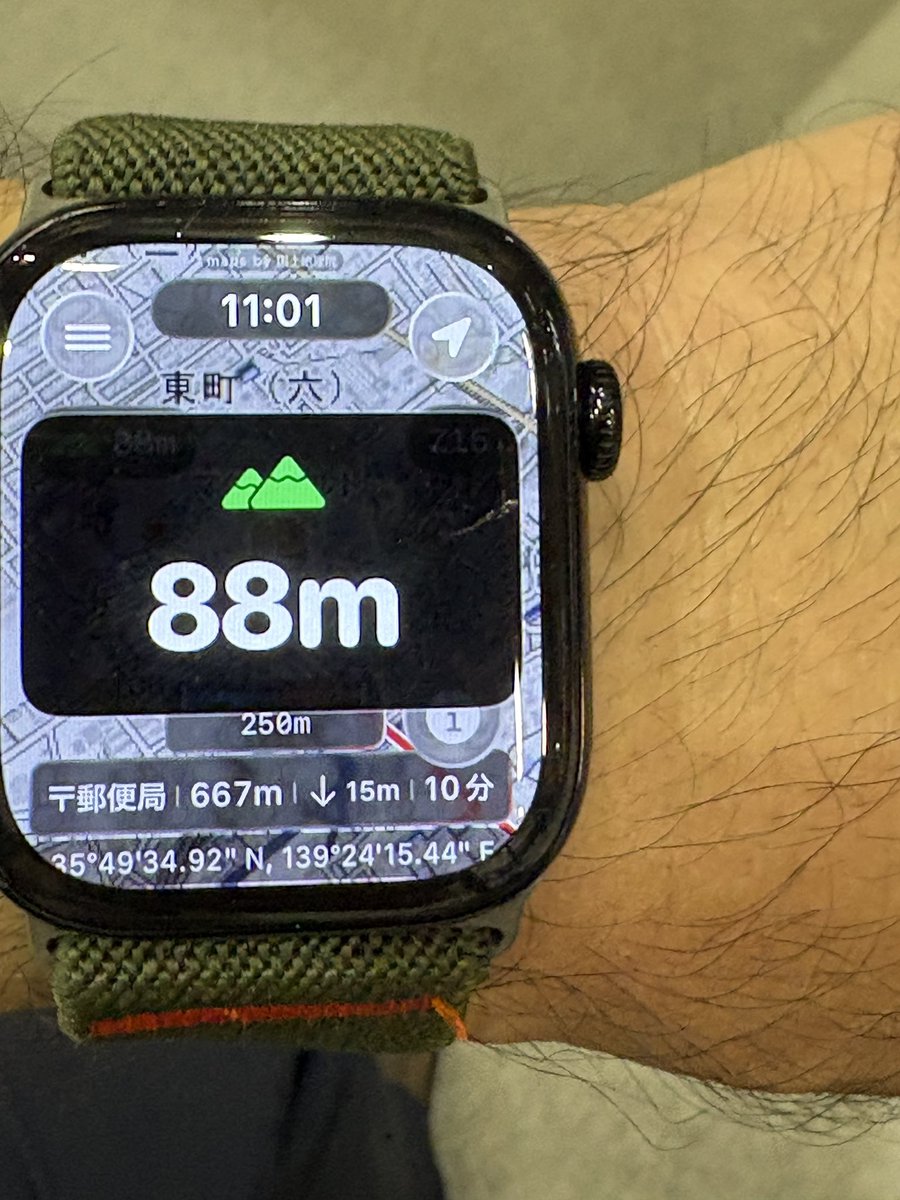 keizi666's tweet photo. Apple Watch版のジオグラフィカが老眼に優しくなったぞ！（まだリリースしてませんが）。ジオグラフィカは作者の老化に従ってアップデートされていきます。そのうち介護の機能が入ります。 https://t.co/rpPt3sRCHB