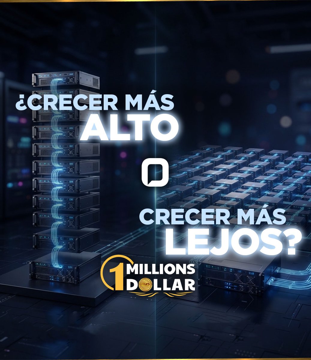 onemillionsOMD's tweet photo. ¿Crecer MÁS o crecer MEJOR?
#Escalar vertical=más potencia en 1 nodo.
Escalar horizontal=distribuir carga entre varios.
Depende de:#rendimiento, costos, tolerancia a falla y sistema real. La pregunta no es cuánto creces. Es cómo creces y tener estabilidad: ¿Vertical u Horizontal? https://t.co/4EVyws0OBt