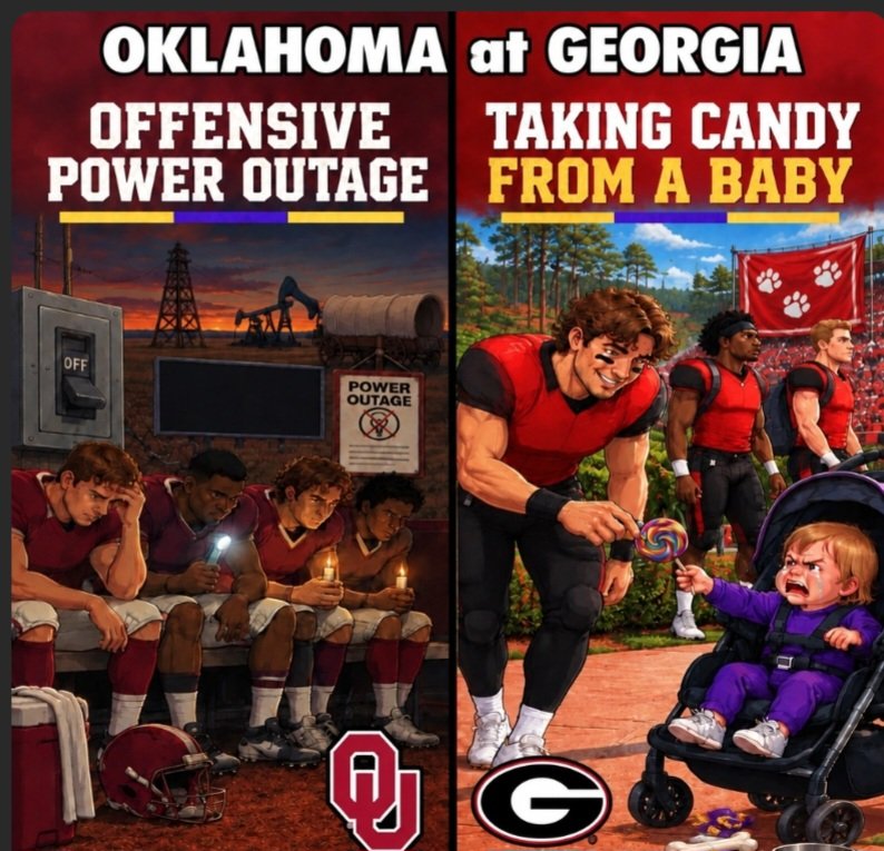 mydraftsy's tweet photo. Outage bulletin: Oklahoma’s offense is offline. They lost to Michigan after the Western Michigan fiasco and barely beat New Mexico. Meanwhile, Georgia is taking candy from a baby the first 3 weeks. What happens tomorrow? Nobody knows. #Draftsy #CFB #Oklahoma #Georgia https://t.co/R5Ps7cGWTF