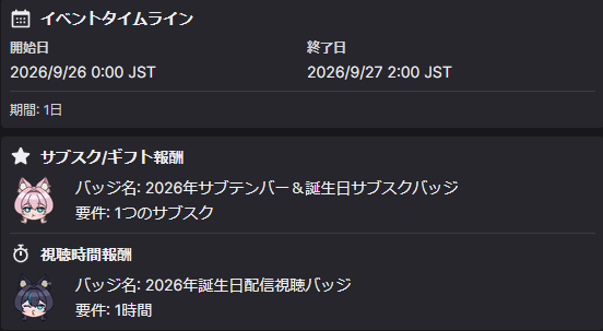 rousaki_loup's tweet photo. おはようございます🌞誕生日おめでとう私🎂今日だけもらえるバッジも用意してるか��時間あれば見に来てね～。14時半頃～17時頃までと、20時半頃から24時くらいまでやる予定です。 https://t.co/ZeOfFGAc3i