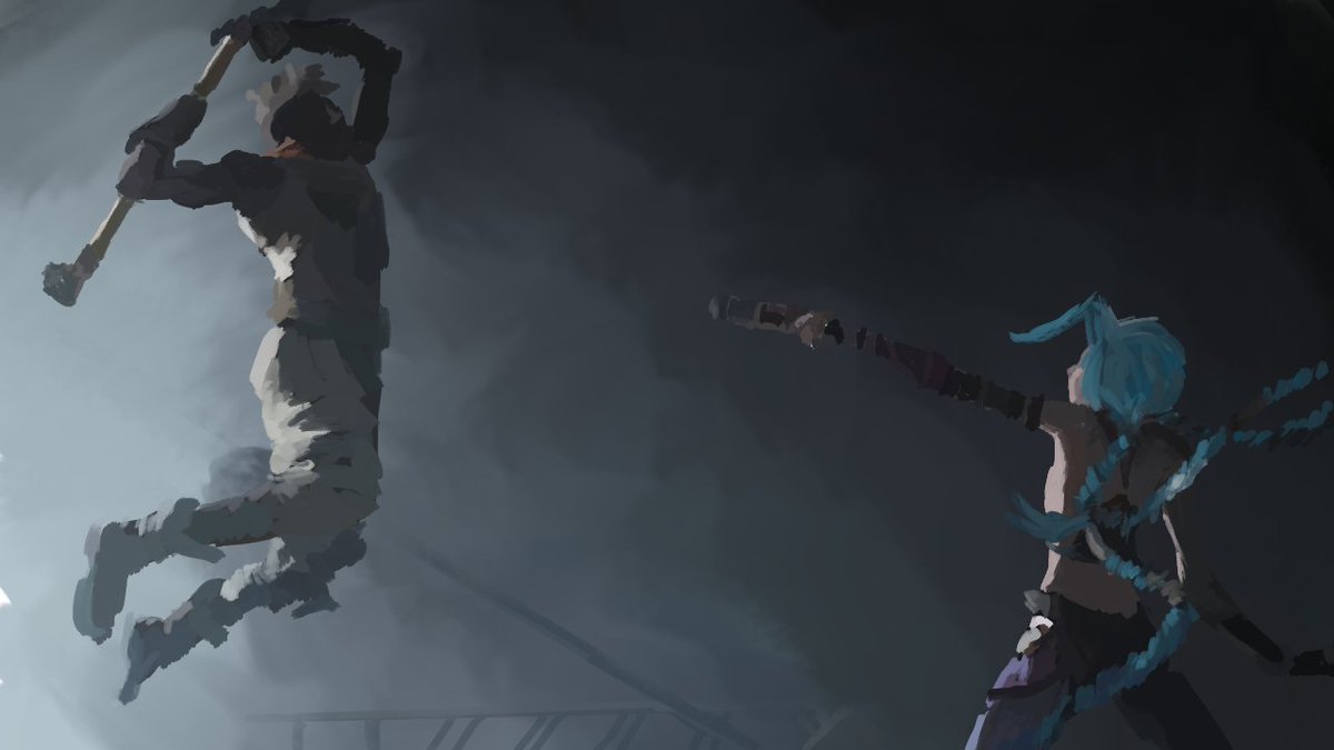 luck_ofthedraw_'s tweet photo. I was rewatching some clips and wanted to do a study (Im not in the fandom but this shot is still so badass) #arcane #arcanefanart https://t.co/LcpCSpX2Ud