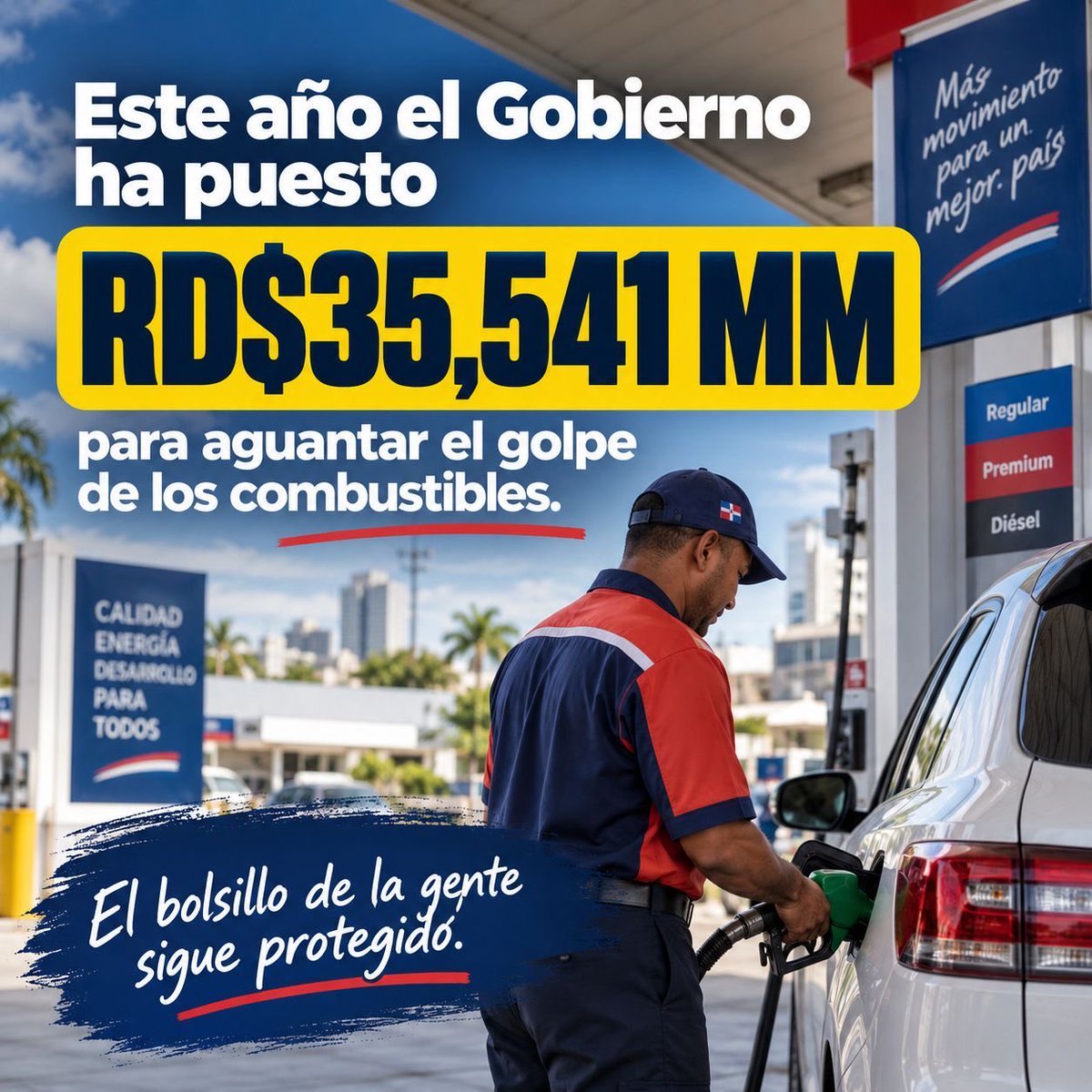 ktaverasd's tweet photo. Los combustibles que importamos son refinados; por eso, el precio del barril de petróleo no refleja por sí solo el costo que enfrenta el país. Esta semana, el Gobierno destina RD$1,770.65 millones a contener las alzas y mantiene congelados los precios del GLP y el gas natural. Aun así, el aumento internacional obliga a realizar ajustes moderados, mientras el Estado sigue subsidiando cada galón.

Con responsabilidad y transparencia, protegemos la economía de los hogares y del país. #PlanAnticrisis #RepúblicaDominicana