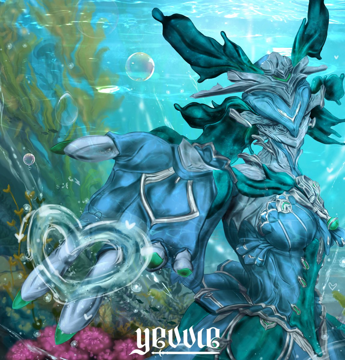 yevvievt's tweet photo. yareli piece i finished last weekend ✨🐟

this one is getting put on client's GPU backplate and i'm genuinely so proud☺️

#art #yevart #warframe #warframefanart #tennocreate https://t.co/bajzHen5KS