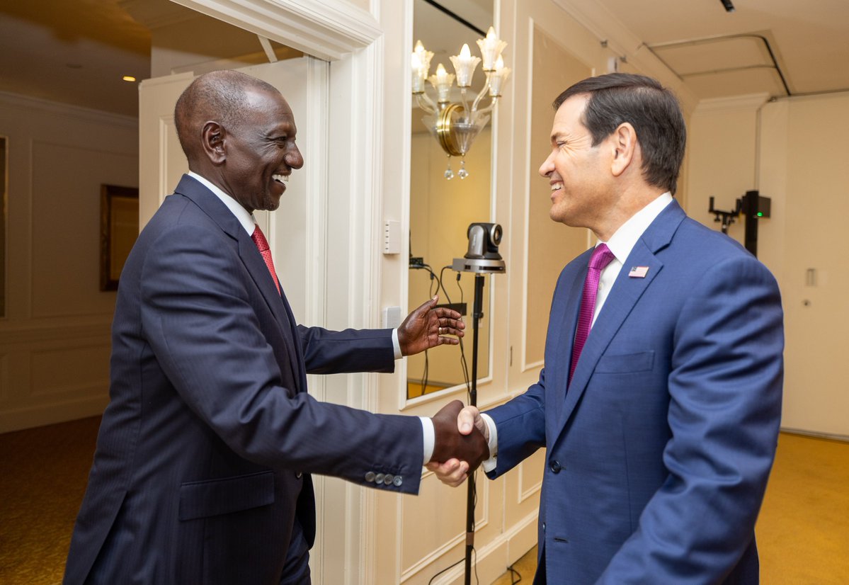 HonAdenDuale's tweet photo. Joined H.E. President @WilliamsRuto in a meeting with U.S. Secretary of State @SecRubio to review progress in the implementation of the Kenya–U.S. Government-to-Government (G-to-G) Health Cooperation Framework.

The engagement reaffirmed the strong partnership between Kenya and the United States in strengthening health systems, advancing research and expanding capacity building. 

These areas of cooperation are critical to accelerating Kenya's progress towards Universal Health Coverage (UHC), strengthening the delivery of quality healthcare and improving health outcomes for all Kenyans.