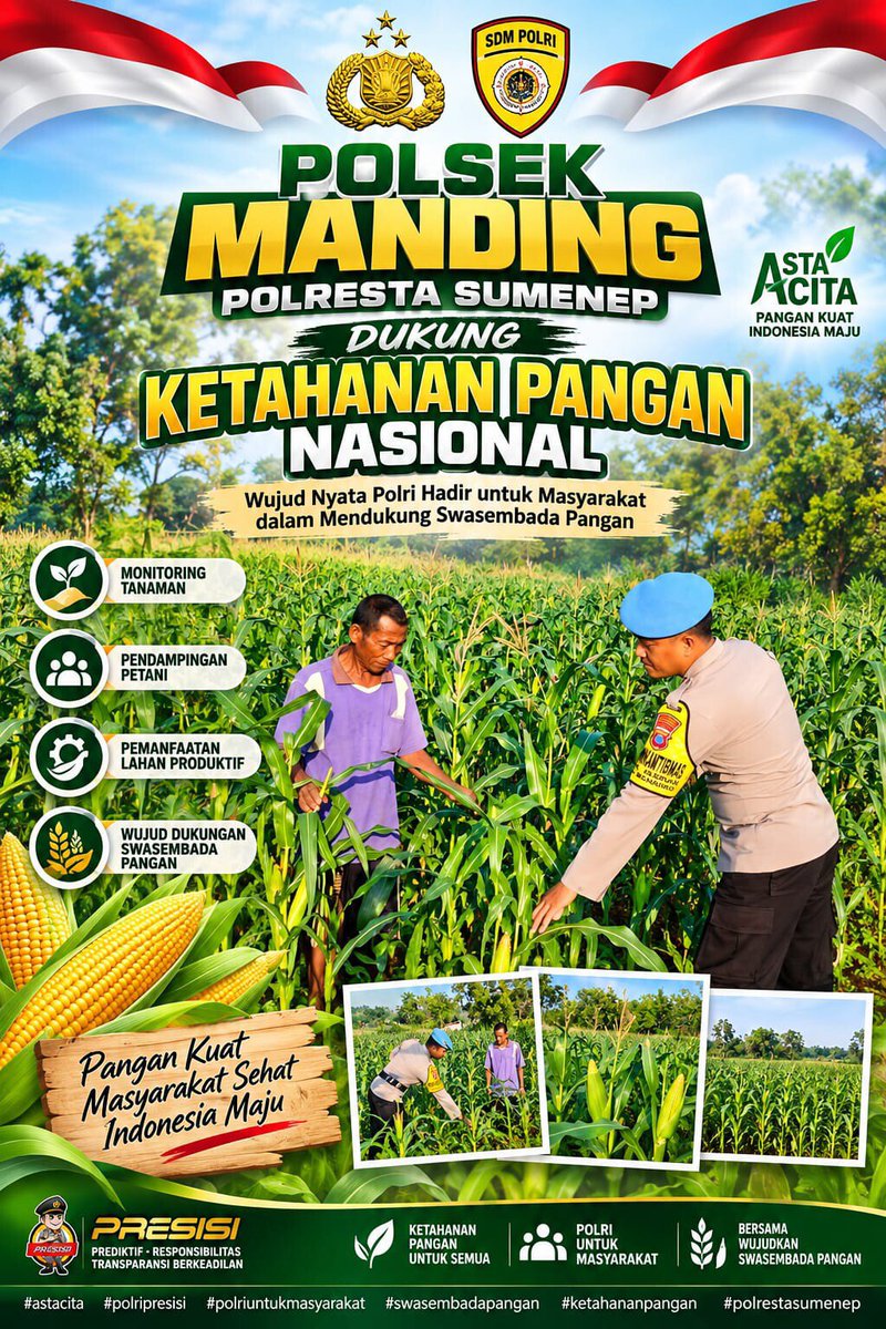 PPrenduan4122's tweet photo. #astacita
#polripresisi
#polriuntukmasyarakat
#swasembadapangan
#ketahananpangan
#ketahananpanganpoldajatim
#divhumaspolri
#birosdmpoldajatim #bidhumaspoldajatim
#polrestasumenep
#kabupatensumenep https://t.co/SJ6omyJOcP