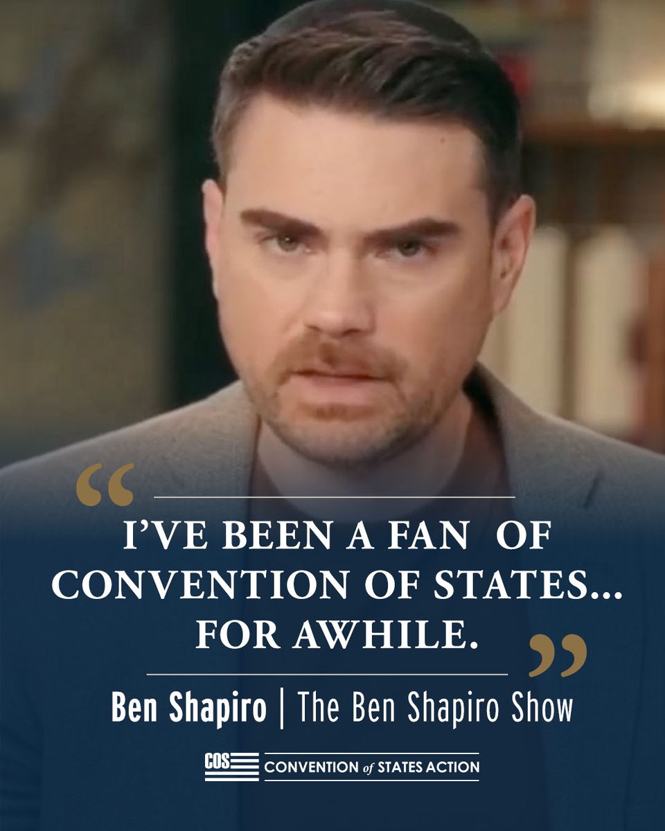 COSProject's tweet photo. “How do we get states back in the driver’s seat and reduce the effect of the federal government in our everyday lives?”

The Daily Wire co-founder, conservative commentator, and author Ben Shapiro recently addressed that question from a listener by reaffirming his long-standing support for Convention of States to restore the proper balance of powers. 

“I’ve been a fan of Convention of States — Mark Meckler runs that organization — for a while,” he said on a recent episode of his show.

He noted that a convention should be “called by the people … to change the structure of the federal government and thereby delegate more power back to the states.” https://t.co/I4Q24sZI64