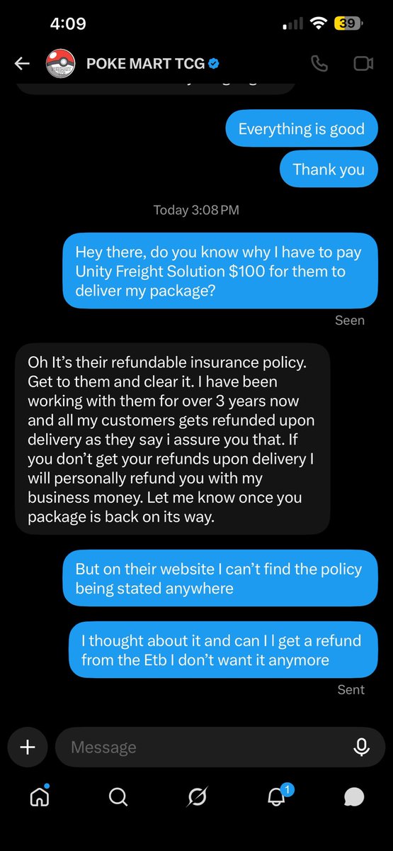 No1activeeee's tweet photo. Scammed by @pokemarttcg https://t.co/aVcvE911VJ