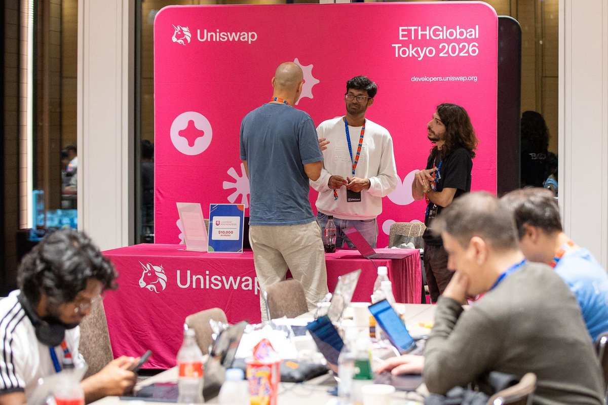 ETHGlobal's tweet photo. ETHGlobal Tokyo Partner Spotlight: @UniswapFND

The Uniswap stack gives developers tools to build onchain finance, from AMMs and v4 hooks to APIs and shared liquidity.

Plenty to experiment with. Looking forward to seeing what teams ship. https://t.co/xymcx3gQg4