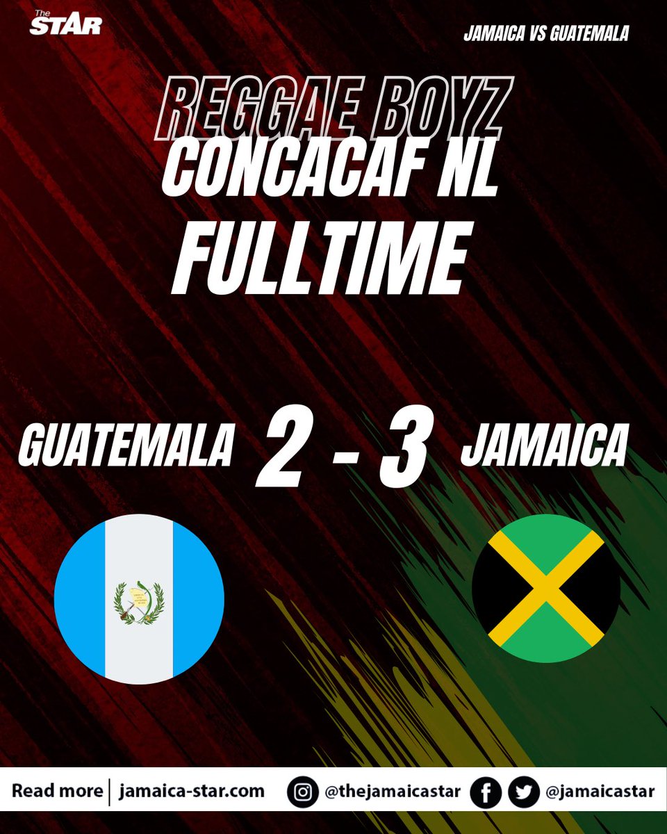 jamaicastar's tweet photo. #StarSports: The Reggae Boyz secure a thrilling 3-2 victory! ⚽️

After 5 goals across the board, Cephas came through with a Last minute winner in the 4th minute of additional time to seal the deal!

The team is back in action on the 28th. Will you be tuning in? 👀🇯🇲 https://t.co/gRq4ApCiIF