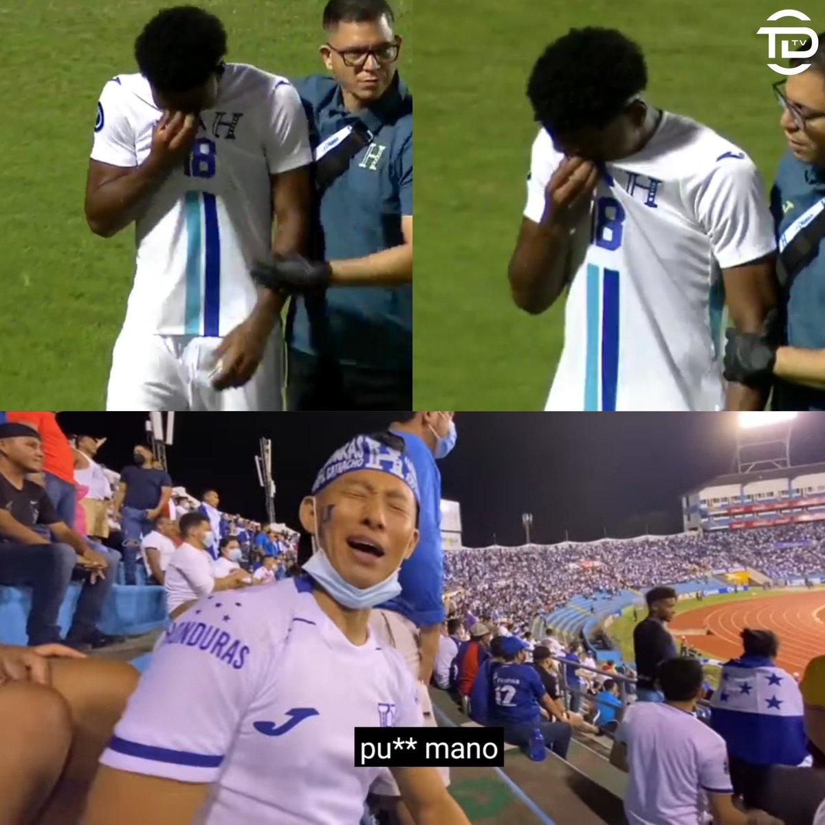 tdtvhn's tweet photo. Dereck salió lesionado y llorando en el día que anotó y dio su primer asistencia con la selección.

En Honduras no podemos ser felices. https://t.co/k4sBIF7yXd
