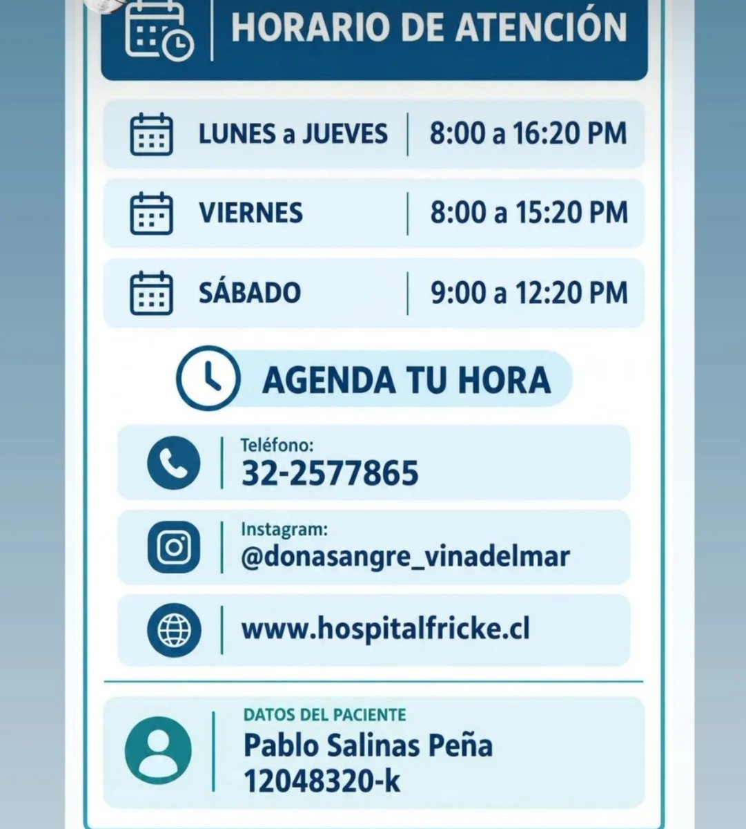 zazitaAlba's tweet photo. ❤️ Se necesita donadores de sangre en Hospital Gustavo Fricke para el paciente que será operado del corazón: Pablo Salinas Peña, más información en la imagen. gracias ☺️ @Rh_Negativos https://t.co/KtyJ1lSyRl
