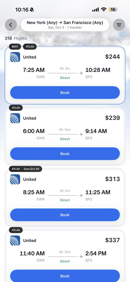 MaxHirsch13's tweet photo. Very impressed with Soar Flights.

Was absolutely garbage a month ago and is now consistently pulling the best prices on the market.

What an experience using the app. https://t.co/LiN7VndQ5s