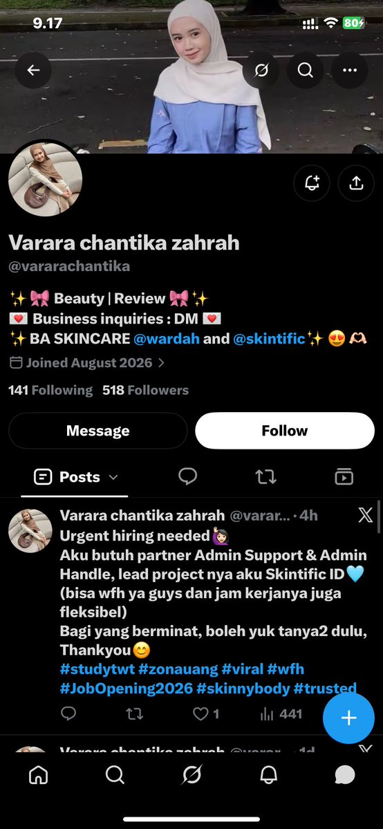 ___somekiza's tweet photo. PENIPUAN ‼️‼️⚠️⚠️ #zonauangㅤ #studytwt #wfh 

kronologi : jadi aku lagi cari penghasilan karna aku blm dapet kerjaan tetap lalu nemulah akun ini yg katanya buka freelance WFH @vararachantika https://t.co/QQA2IR2VIs