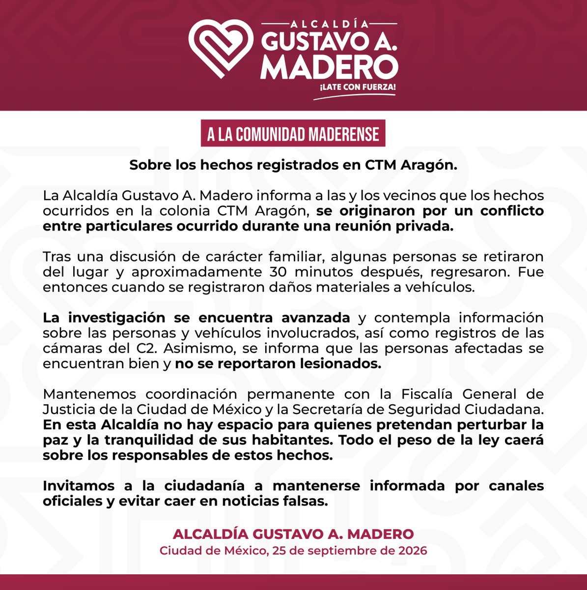 TuAlcaldiaGAM's tweet photo. La Alcaldía Gustavo A. Madero informa: https://t.co/2cn1gMmYRV