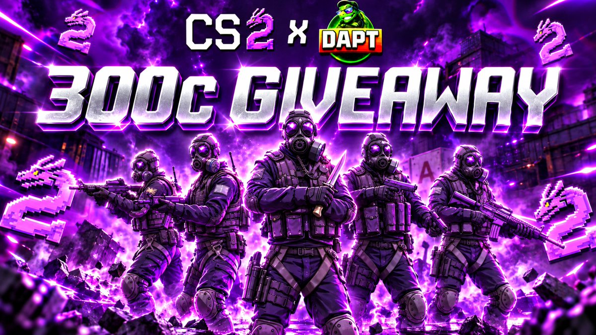 dapt_official's tweet photo. 🎉$300 GIVEAWAY🎉 

Giving away 300c for the dawgs! Make sure to use code Dapt on @CS2skin_com for our 1,500c Bi-weekly Leaderboard!

$50 x 6 WINNERS 

How To Enter: 
✅Follow @CS2skin_com &amp; @dapt_official 
👤Tag 2 Friends 
🔁Retweet 

Rolling in 4 days #CS2skin #Crypto https://t.co/Ahbkm4U3kI