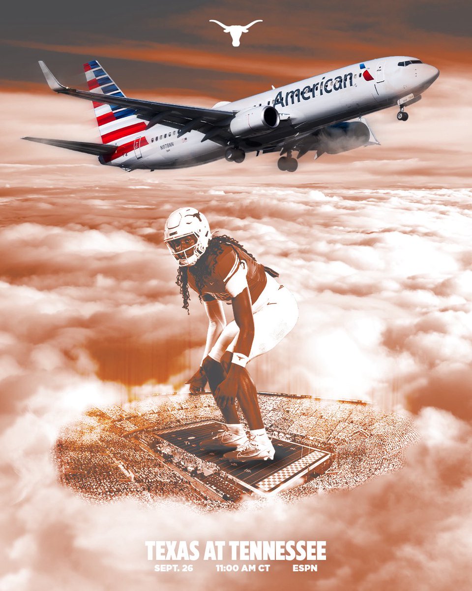 TexasLonghorns's tweet photo. next stop: Tennessee 🤘✈️

#HookEm | @AmericanAir https://t.co/k0ztpNBWbj