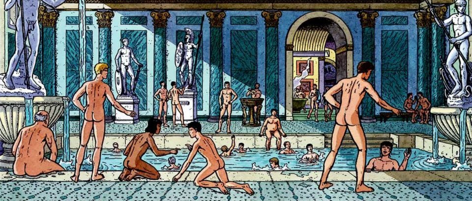 antinousgaygod's tweet photo. 🪷 #comicbookday Gallic-Roman teen #Alix and faithful Egyptian orphan boy sidekick #Enak (here at the Caracalla baths) have fought evildoers for 75 years in French historical #comicbook #comics by #JacquesMartin, born 25 Sept 1921. https://t.co/MvawqvxUOe #NationalComicBookDay 🪷 https://t.co/9CJ5km6SOV