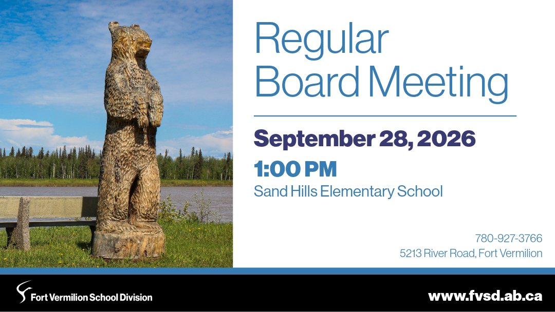 fvsdeducation's tweet photo. π
Sept 28, 2026 | Public Board Meeting begins at 1 PM at Sand Hills Elementary School. Community members are welcome to attend in person, contact Jonathan Kuessner, Exec. Assistant to the Superintendent of Schools, at 780-927-3766.
π https://t.co/OtDiyCLd4j
#fvsdeducation https://t.co/2i3AwrGJcB