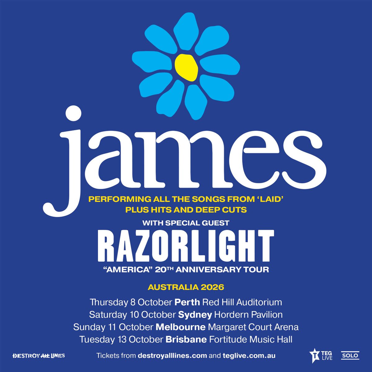 Razorlight's tweet photo. 1 week until we play New Zealand and Australia! We’ll also be joining @wearejames for 4 of their Australian shows. Cannot wait for these. Who’s coming? 🙏

https://t.co/F7VjNHtz14 https://t.co/XOHodsvvKs