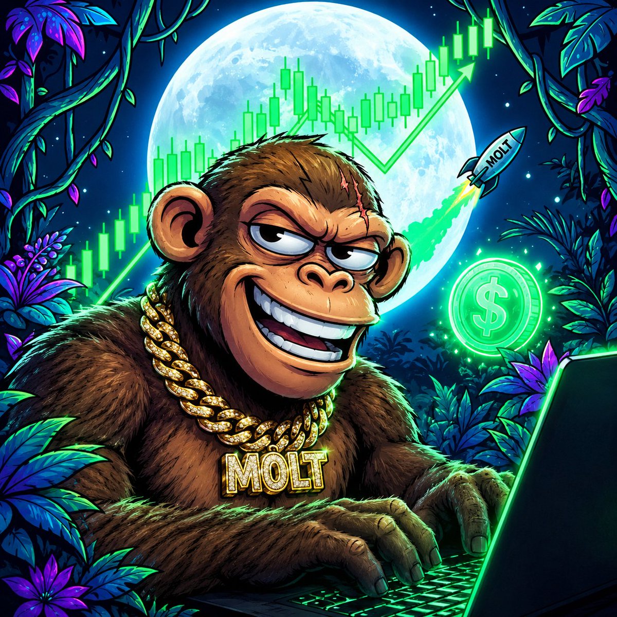 BossFamTV's tweet photo. @Raydium The Ape that $MOLT 'ed its weak skin off sir ‼️ 🦍⚡️

Join the jungle, only survivors 🌴 https://t.co/KTCZe7QogF
