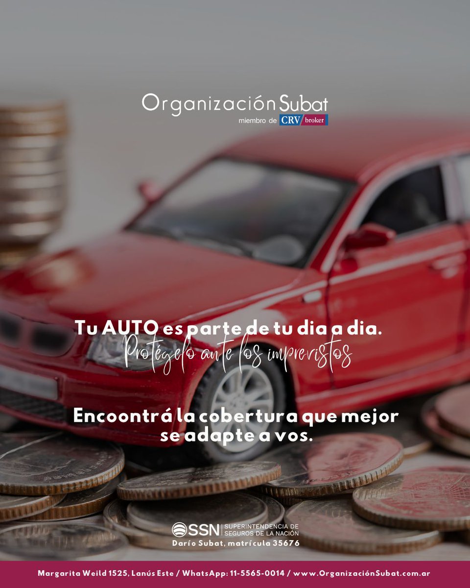 orgsubat's tweet photo. Tu auto te acompaña todos los días. 🚗✨
Que también lo haga una buena cobertura.

📍 Margarita Weild 1525 | Lanús Este
📲 Conectá con nosotros vía #WhatsApp al 11-5565-0014
🌐 https://t.co/OblBuuwRw7

#seguros #segurospatrimoniales #seguroderetiro #DarioSubat #segurodeauto https://t.co/Zm0dWILNyX