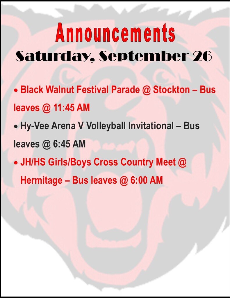 ButlerHSBears's tweet photo. Saturday, September 26 https://t.co/82Cg44cesQ