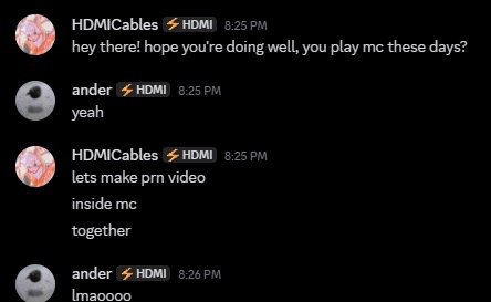 mcsr_chatters's tweet photo. Psa hdmicables got hacked https://t.co/UGImPysi2i