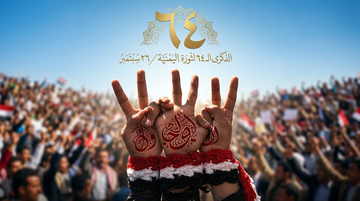 Servina77's tweet photo. @AbdulMalkHouthi مبارك عليكم الذكرى الرابعة والستين لثورة اليمن.

يا إخواننا الشجعان في جبهة مقاومة اليمن، ندعي لكم؛ الله يثبّتكم وينصركم على الظلم.
عاش اليمن حرّ أبي.
#إيران_اليمن
#نصر_اليمن
#ذكرى_الشهداء https://t.co/8N3ki7Nr5h