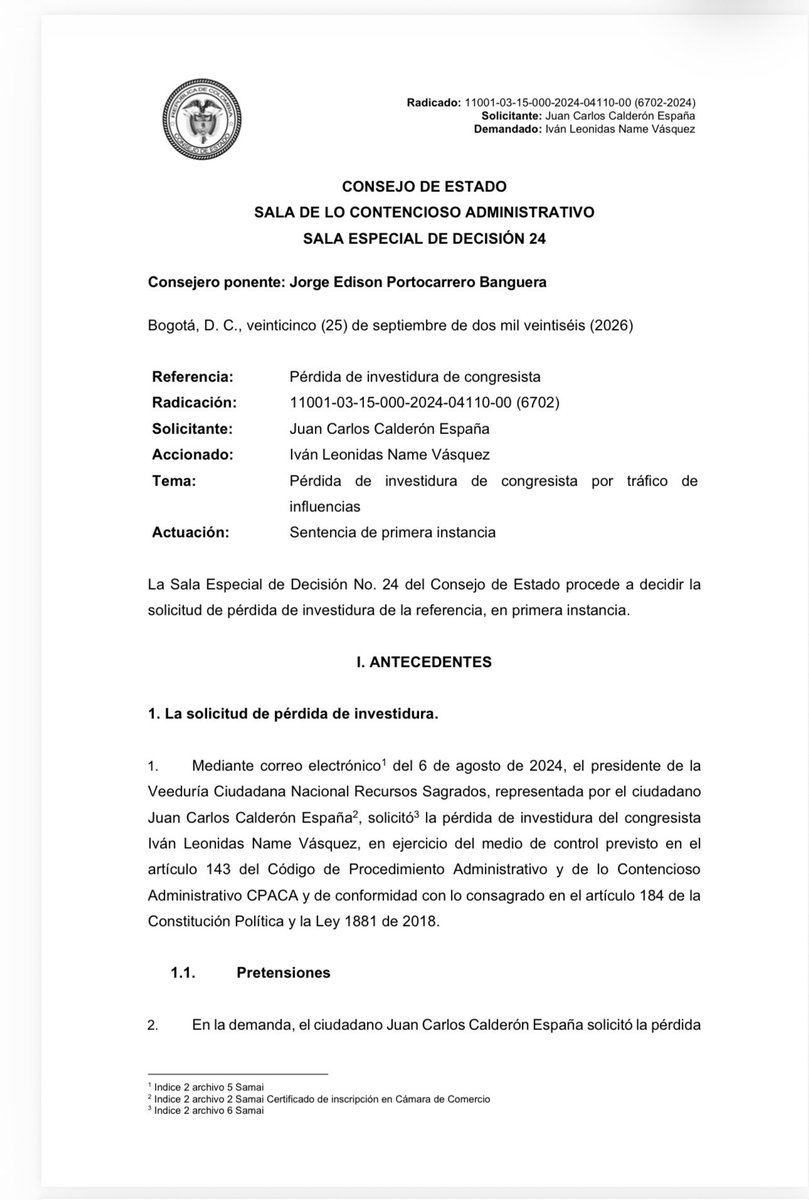 Melquisedec70's tweet photo. Urgente. Queda probado que Petro compró al Congreso.

Se confirma plenamente toda la corrupción de la UNGRD.
El @consejodeestado acaba de decretar la pérdida de investidura del expresidente del Senado, Iván Name.
Durísimo golpe para todos los demás excongresistas y altos exfuncionarios implicados, entre ellos la alta exconsejera Sandra Ortiz.