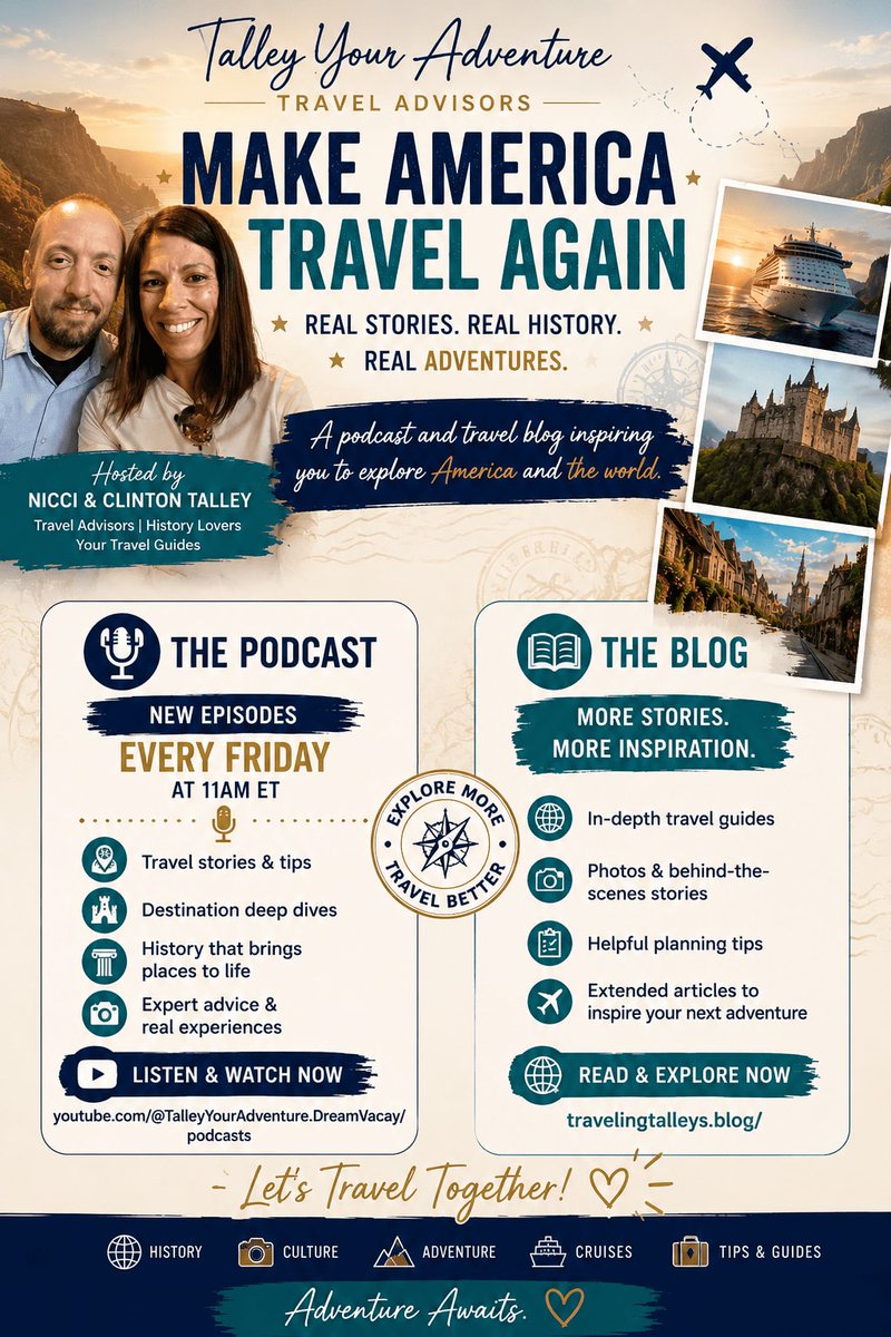 TTalleys's tweet photo. Why We Started This Podcast ❤️

Travel is about more than checking destinations off a bucket list.

#MakeAmericaTravelAgain #TravelingTalleys #TravelPodcast #TravelBlog #TravelAdvisor #DreamVacations https://t.co/3rElad3TNm
