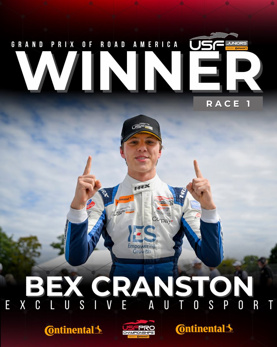 USFJuniors's tweet photo. First USF Juniors win AND a birthday win! Bex Cranston takes the top step for Exclusive Autosport at Road America. Happy birthday and congratulations, Bex! ๐๐
#USFPro #INDYCAR #Motorsports #Continentaltire #VPRacing https://t.co/cvGxhb97qv