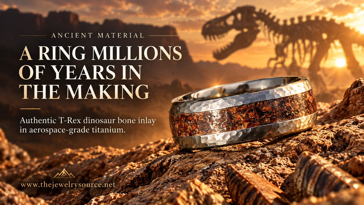 the_jewelry_src's tweet photo. Not your average wedding band.
Explore our dinosaur bone ring collection, featuring bold designs crafted with titanium and authentic dinosaur bone for a one-of-a-kind look.
Shop here:
https://t.co/8kvJLlbliX
#DinosaurBoneRing #MensWeddingBand #TitaniumRing #TheJewelrySource https://t.co/YNuwcN1XDs