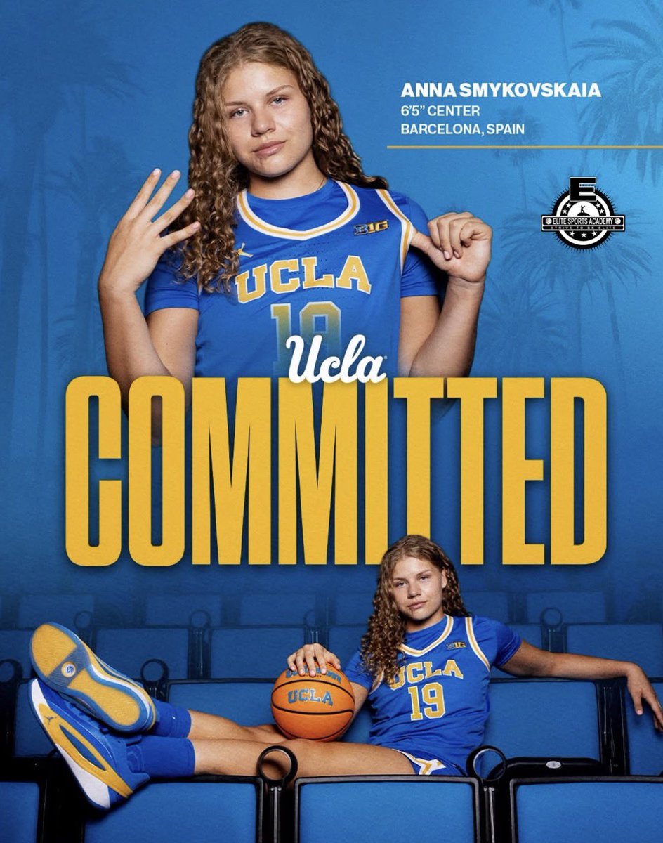 UCLAWBBmuse's tweet photo. anna smykovskaia, a 6’5 spanish center has COMMITTED to UCLA women’s basketball and will be a freshman for the 2027-28 season 💙💛

WELCOME ANNA 🐻 https://t.co/rcTLGfa7vi